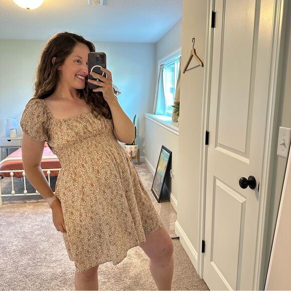 Tuckernuck Wray Orange Floral Cotton Mini Dress Large - Picture 4 of 11